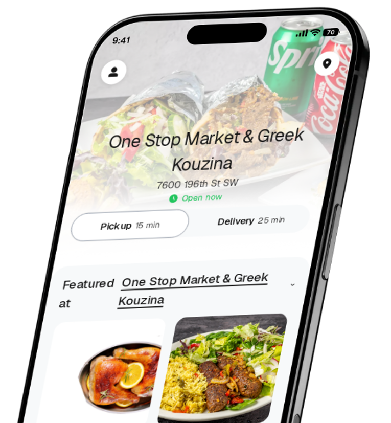 One Stop Market & Greek Kouzina app preview